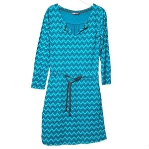 The North Face dress XS long sleeve athleisure turquoise geometric stretch knit‎